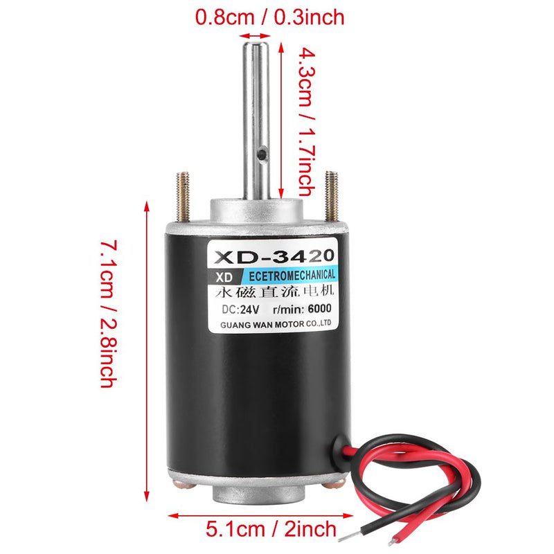 [Australia - AusPower] - Mini Electric Motor 30W Permanent Magnet DC Motor 12V/24V High Speed CW/CCW (DC 24V 6000RPM) 