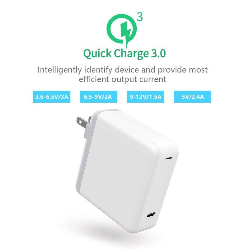 [Australia - AusPower] - Replacement Mac Book Pro Charger, 61W USB C Charger Power Adapter for MacBook Pro 13 Inch/12 Inch,for MacBook,Included USB-C to USB-C Charge Cable (6.6ft/2m) 