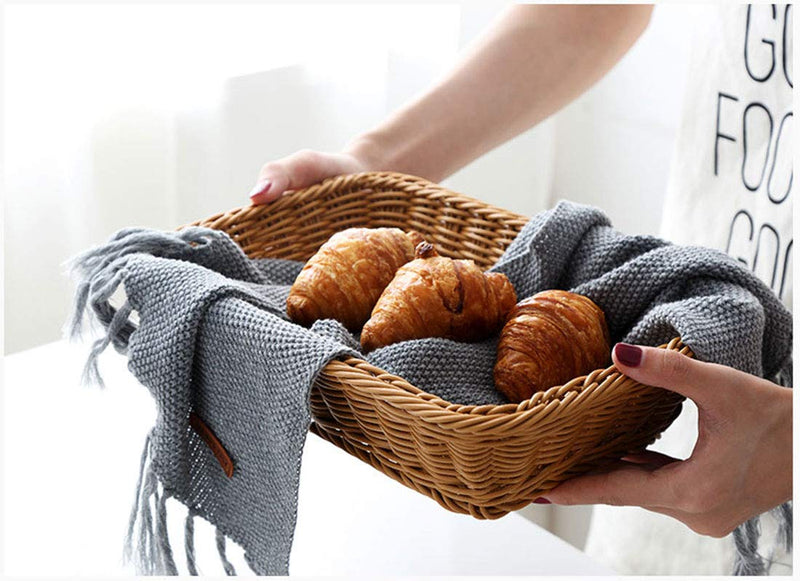 [Australia - AusPower] - 12" Wicker Bread Basket, Woven Tabletop Food Fruit Vegetables Serving, Restaurant Serving Basket (12X8X4 inch) 12X8X4 inch 