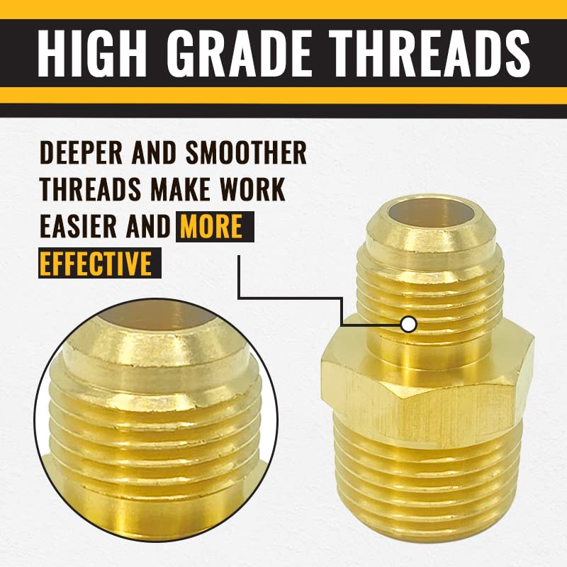 [Australia - AusPower] - SUNGATOR Flare Half-Union, Brass Tube Pipe Fitting, 3/8 Flare to 1/2 NPT Male (2PCS) 