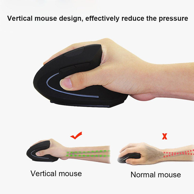 [Australia - AusPower] - Sokelinn-six Wireless Vertical Mouse,2.4Ghz Cordless 800/1200/1600 Adjustable DPI High Sensitivity Ergonomic USB Gaming Mouse for Computers and Laptops 
