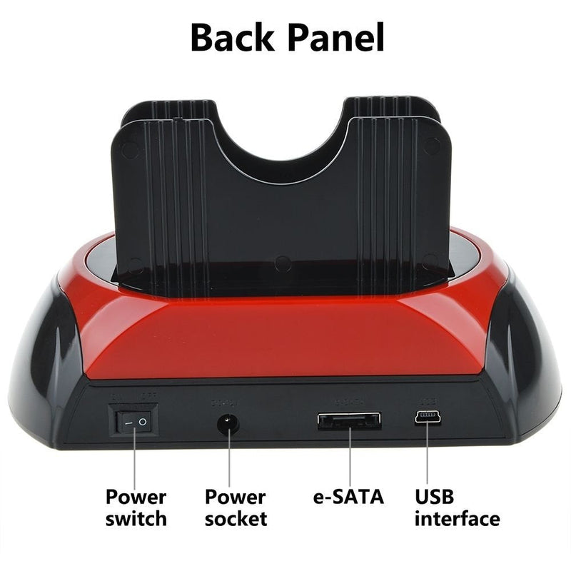 [Australia - AusPower] - Hard Drive Docking Station, Tccmebius TCC-S862-US USB 2.0 to 2.5 3.5 Inch SATA IDE Dual Slots External Enclosure with All in 1 Card Reader and USB 2.0 Hub for 2.5" 3.5" IDE SATA I/II/III HDD SSD 