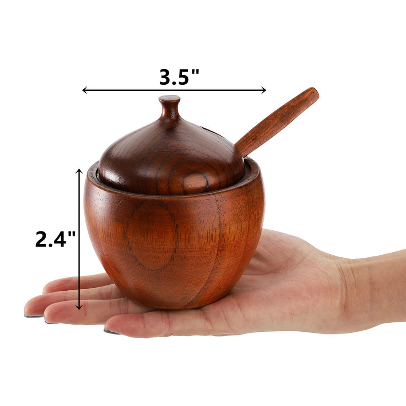 [Australia - AusPower] - DEAYOU 3 Pack Wooden Salt Box with Lid and Spoon, Natural Wood Spice Pepper Containers Cellars, Round Sugar Condiment Bowls Storage Jars Keepers for Seasoning, Chili Powder 