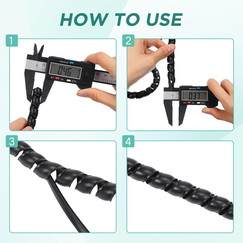 [Australia - AusPower] - 10 mm Dog and Cat Cord Protector Spiral Cable Wire Protector Sleeve Covers 5 Pcs/Pack for Cord to Protect Your Pets from Chewing Through Insulated Cables (Black,49.2 Ft) 49.2 Ft Black 