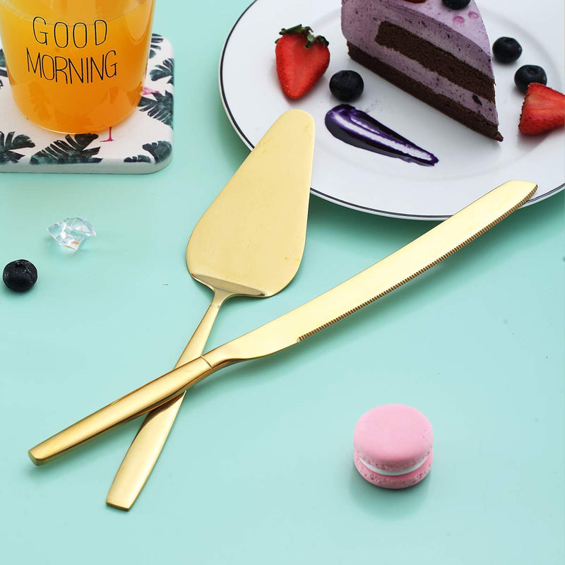 [Australia - AusPower] - Berglander Gold Cake Pie Pastry Servers, Gold Cake Serving Set,Cake Knife and Server Set Perfect For Wedding, Birthday, Parties and Events 1. Gold Serving Set 