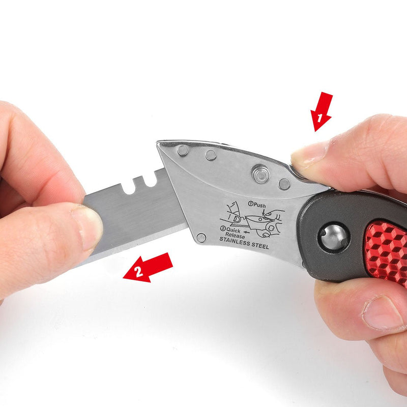 [Australia - AusPower] - WORKPRO Folding Utility Knife Set Quick Change Blade, Back-lock Mechanism 3-piece with 10-piece Extra Blades 