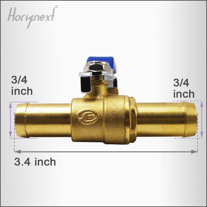 [Australia - AusPower] - Horiznext Brass 3/4 inch Barb Ball valve, water pipe air pex hose fuel line oil tubing hydro flow natural gas insulation,shut off with Clamps （ 2 pcs) 