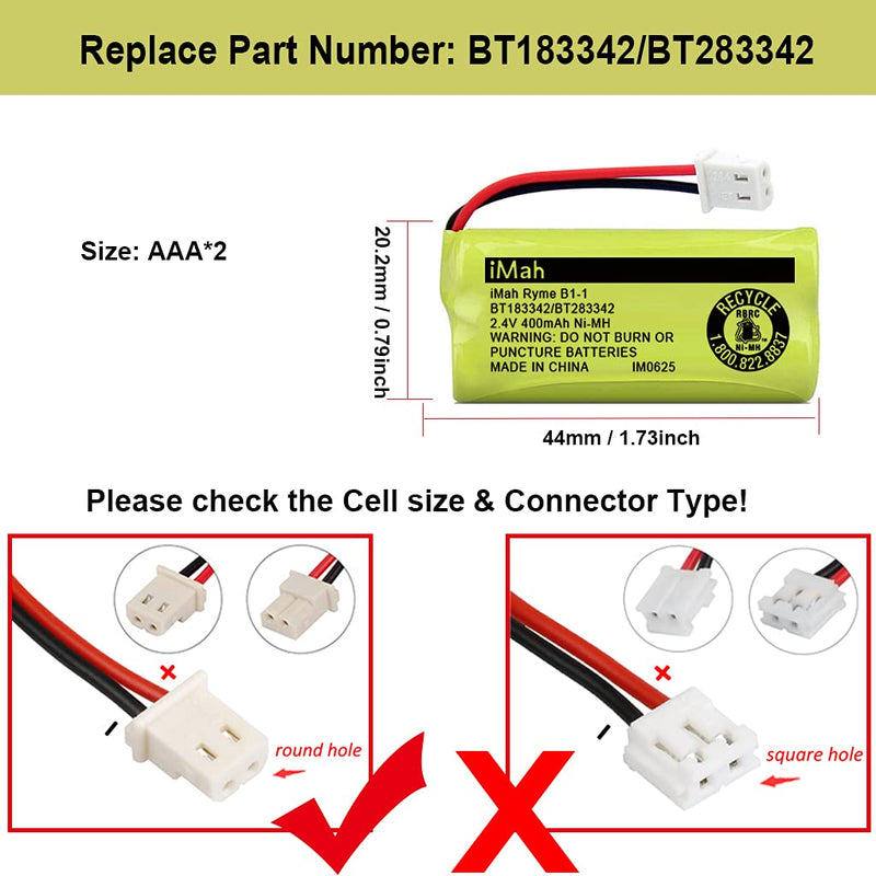 [Australia - AusPower] - iMah BT183342/BT283342 BT166342/BT266342 BT162342/BT262342 Cordless Phone Battery Compatible for VTech CS6114 CS6419 CS6719 CS6719-2 AT&T EL52300 CL80112, 4-Pack 