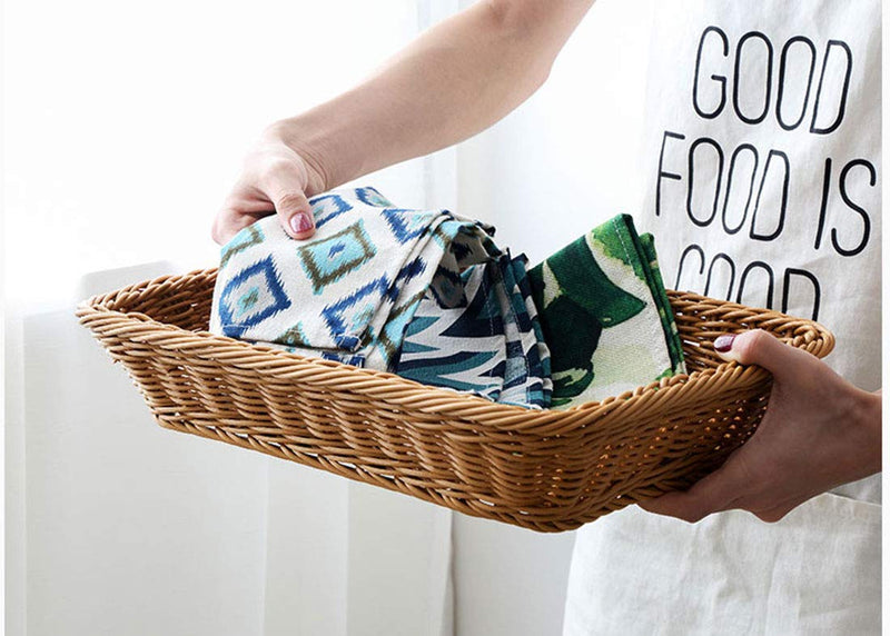 [Australia - AusPower] - 12" Wicker Bread Basket, Woven Tabletop Food Fruit Vegetables Serving, Restaurant Serving Basket (12X8X4 inch) 12X8X4 inch 