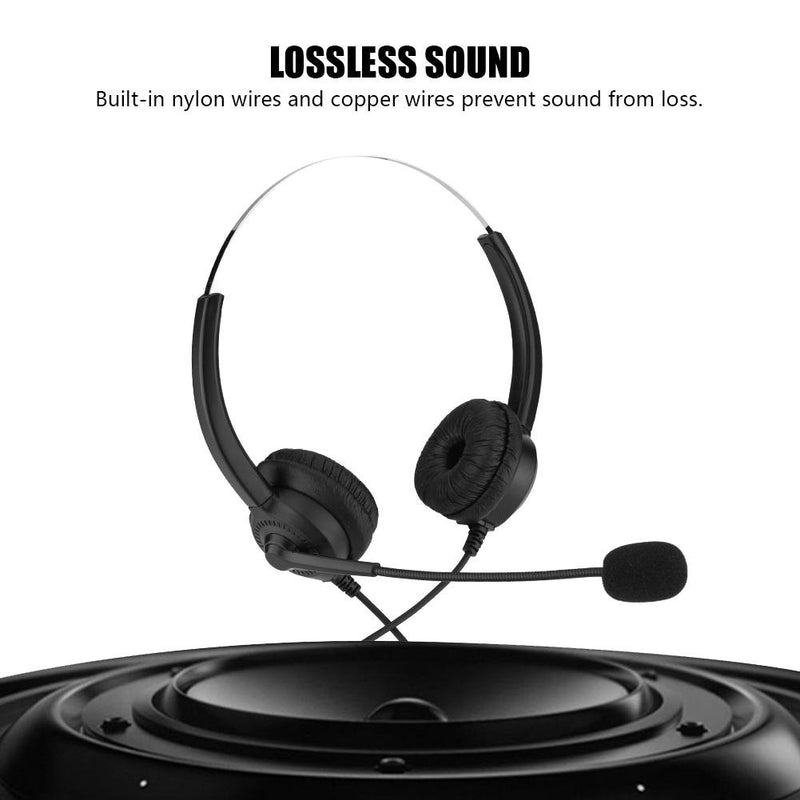 [Australia - AusPower] - Over-Ear Headphones with Noise Cancelling Mic, 3.5mm Stereo Wired Telephone Headset with Microphone,360° Rotary Earmuffs for Skype,Call Center,Office,Video Conference,Laptop,PC(Crystal Plug) Crystal plug 