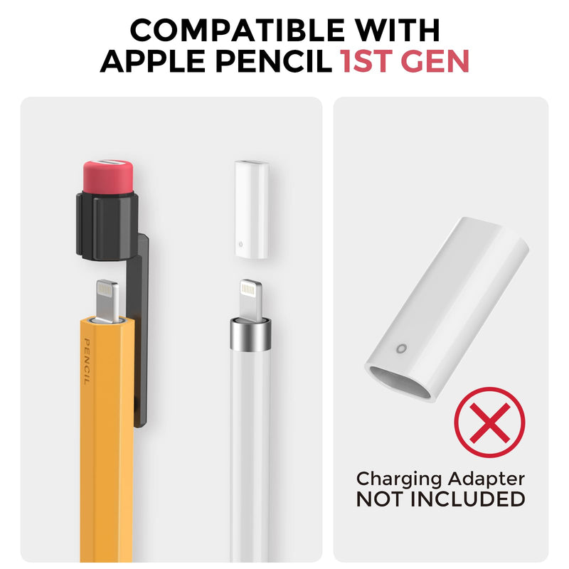 [Australia - AusPower] - TRONWIN Pencil Case for Apple Pencil 1st Generation Sleeve Silicone Protective Cover Skin with Sturdy Clip Compatible with Charger Adapter【NOT Included】 and Apple Pencil 1st Generation 