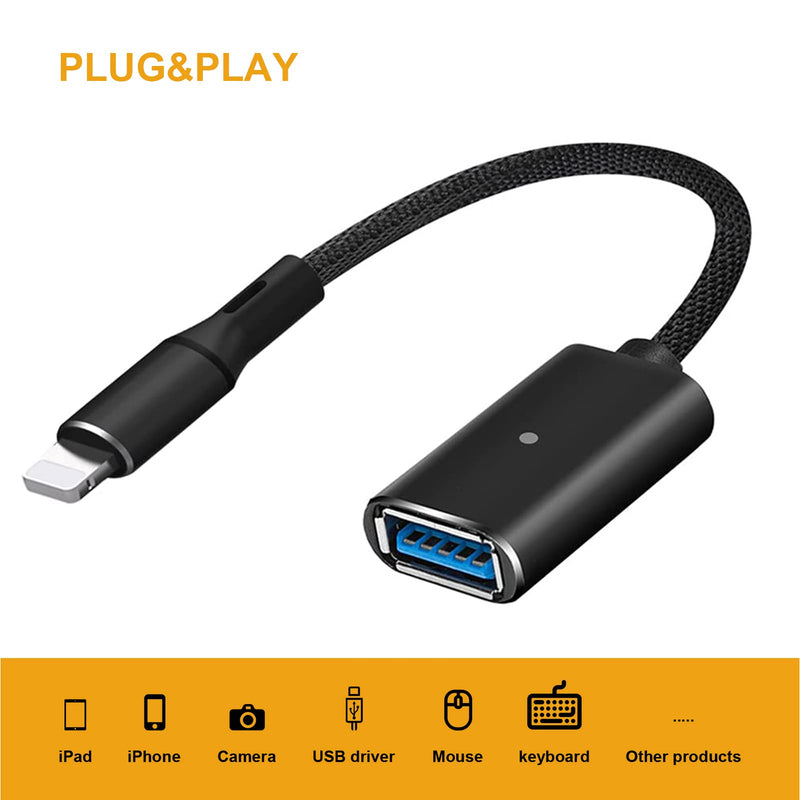 [Australia - AusPower] - BUFFRIG USB OTG Camera Adapter, USB Male to Female OTG Data Sync Cable Adapter, iOS to USB Adapter Supports USB Flash Drive Keyboard Card Reader and MIDI, Plug and Play No APP Required 