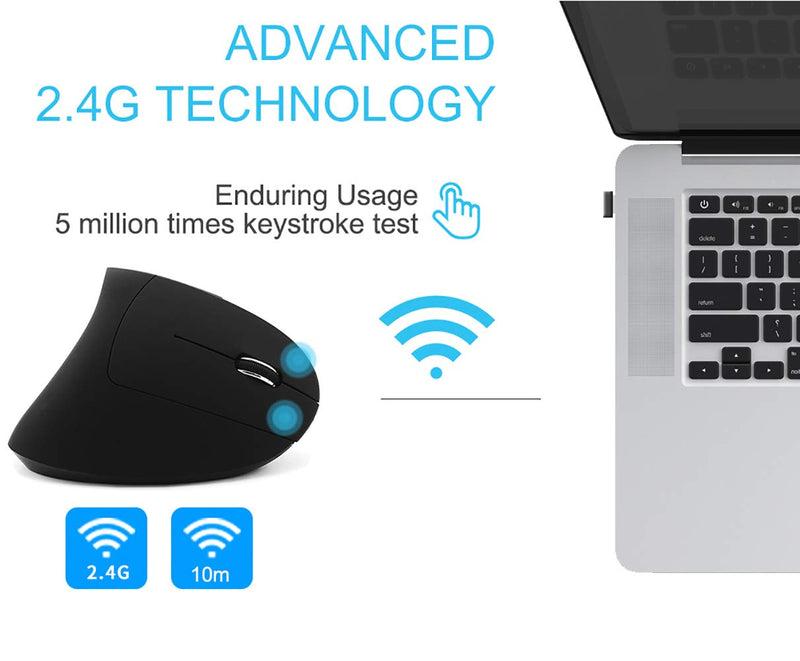 [Australia - AusPower] - FIRSTMEMORY Wireless Vertical Mouse, Wireless Ergonomic Vertical Mouse, 2.4G High Precision Optical Mice 800/1200/1600DPI for PC Laptop Desktop Mac (Ergonomic Mouse-Rechargeable) Ergonomic Mouse-Rechargeable 