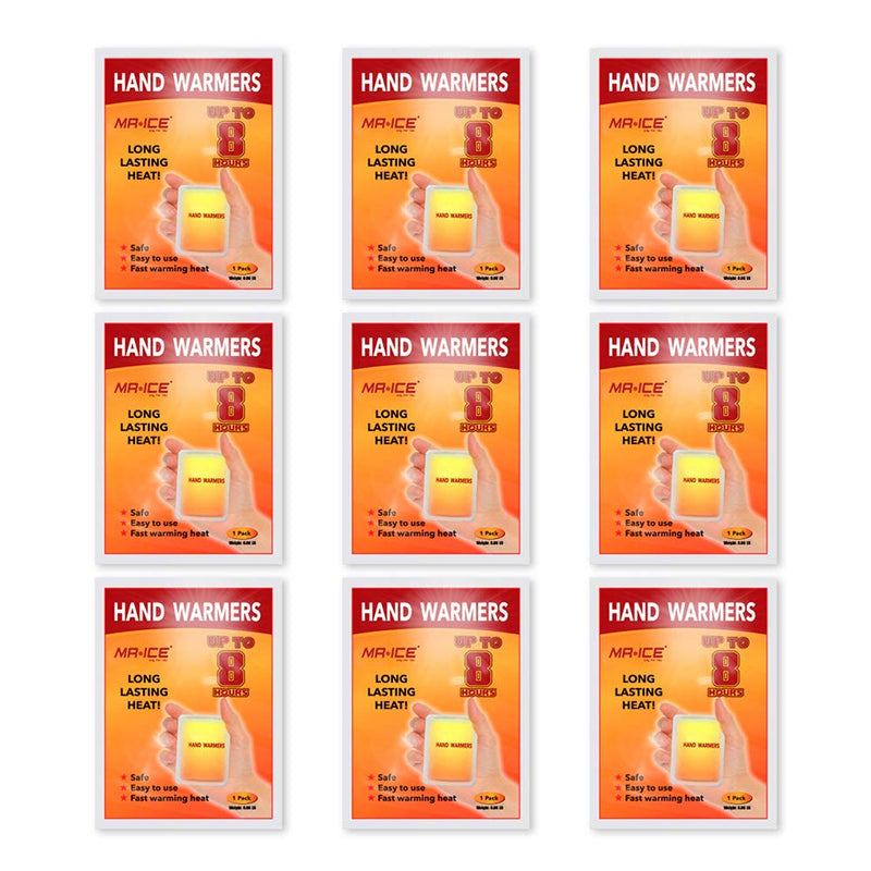 [Australia - AusPower] - MR.ICE 9/20/40 Packs Hand Warmers - Disposable Warm Pad - Long Lasting Safe Natural Odorless Air Activated Warmers - Up to 10 Hours of Heat Warmers - Hot Warmers for Women, Men and Kids Hand Warmers 9 Packs 
