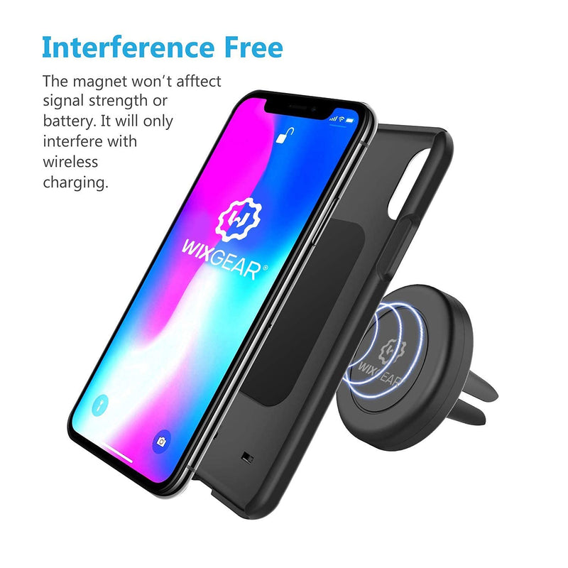 [Australia - AusPower] - WixGear Universal Air Vent Magnetic Phone Car Mount Holder with Fast Swift-Snap Technology for Smartphones and Mini Tablets, Black 1 Pack 