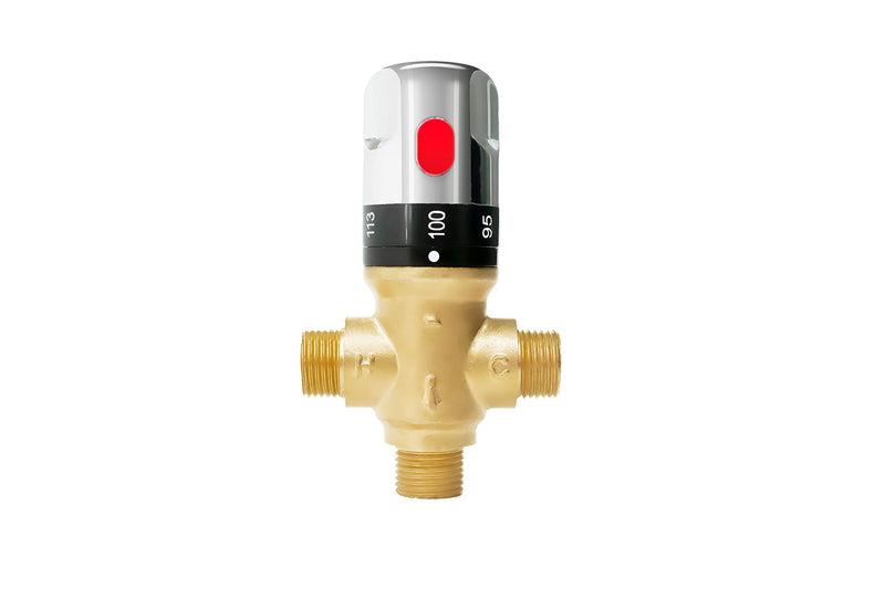 [Australia - AusPower] - Morado Thermostatic Mixing Valve with 1/2 NPT Male Connection Adapter, Water Temperature Control Valve, Fahrenheit Scale Mark, Solid Brass 