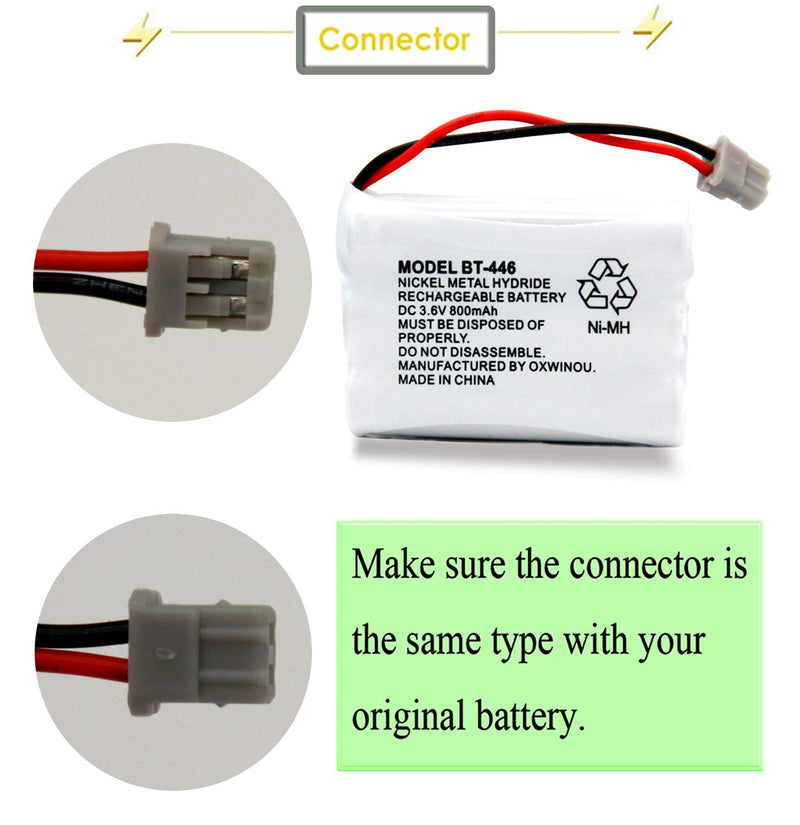 [Australia - AusPower] - BT446 BT-446 BBTY0503001 BT-1004 BT-1005 GE-TL26402 BT-504 CPH-488B Handset Phone OXWINOU 3.6V 800mAh Rechargeable Battery Compatible with Uniden Cordless Phone(4 Pack) 4 PACK 446 BATTERY 