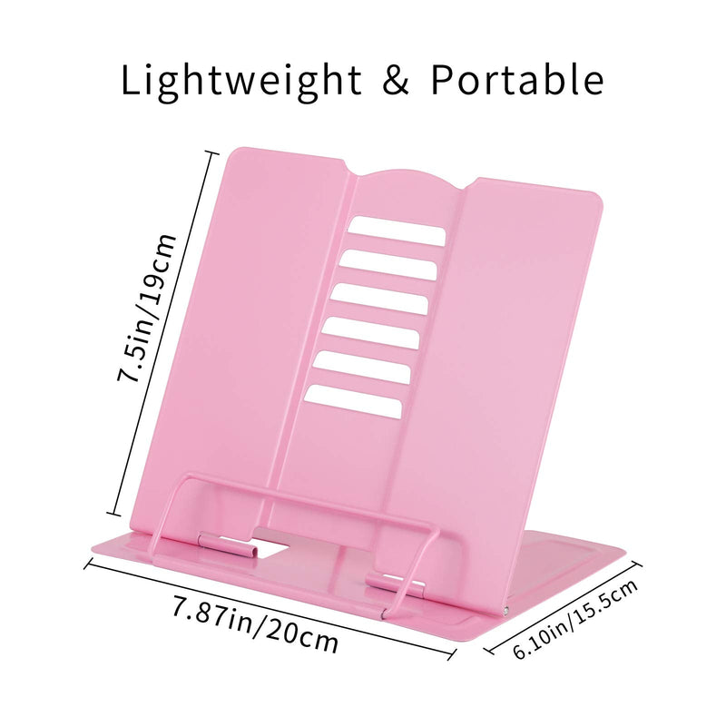 [Australia - AusPower] - Blizzow Desk Book Stand Holders for Reading Hands Free, Durable Metal Adjustable Book Stand, Sturdy Lightweight Foldable Portable Bookstand -Cookbook, Recipe, Tablet, Music Book, Documents (Pink) Pink 