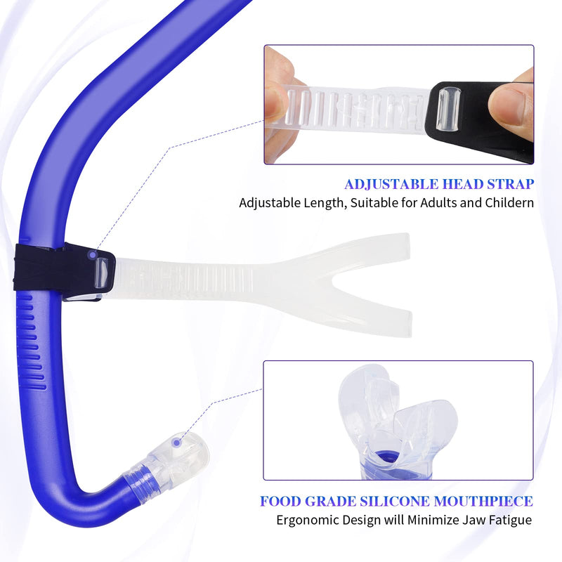 [Australia - AusPower] - FalinLego Swim Snorkel for Lap Swimming, Swim Training Snorkel Front Mounted Training Gear with Comfortable Head Pads and Food-Grade Silicone Mouthpiece for Pool Open Water, Blue, Adult 