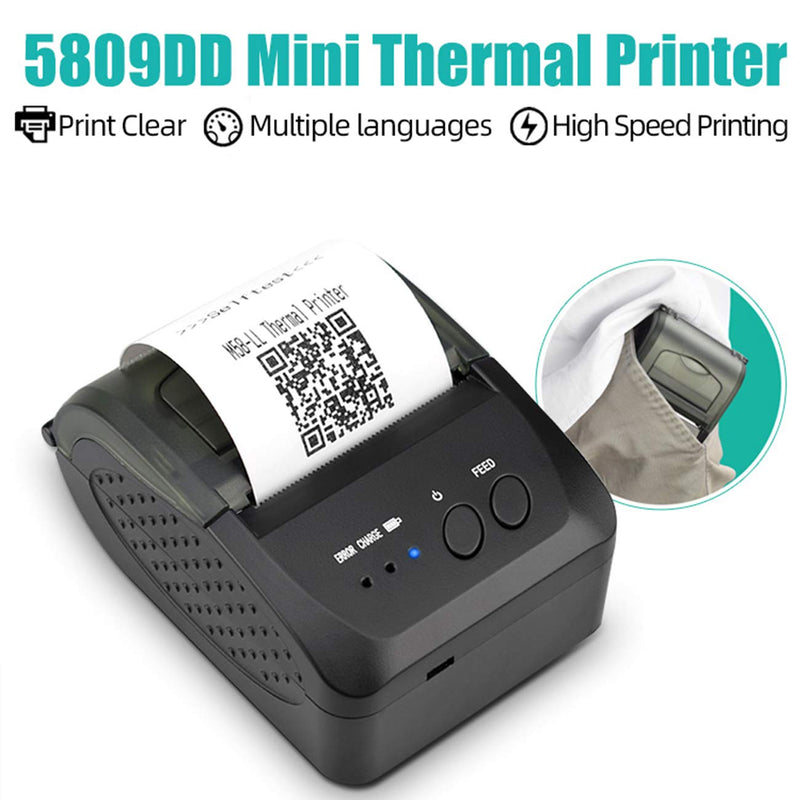 [Australia - AusPower] - 58MM Portable Bluetooth Mobile Printer Thermal Receipt Printer Mini POS Printer for Mobile Phone Pocket High Printer Speed for Supermarket and Restaurant and Retail (Printer) 