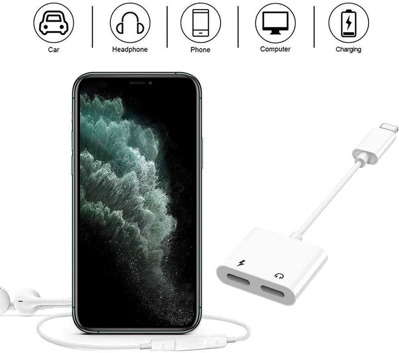 [Australia - AusPower] - [Apple MFi Certified] 2Pack iPhone Splitter Adapter,2 in 1 Dual Lightning Headphone Splitter Charger Cable Aux Audio Adapter Compatible With iPhone 12/11/XS/XR/X/8/7 iPad Converter Music+Charging+Call 