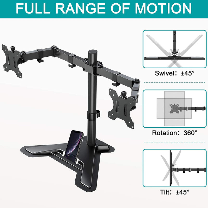 [Australia - AusPower] - MOUNT PRO Dual Monitor Stand - Free Standing Full Motion Monitor Desk Mount and Zimilar Monitor Stand Riser, Height Adjustable Monitor Stand 