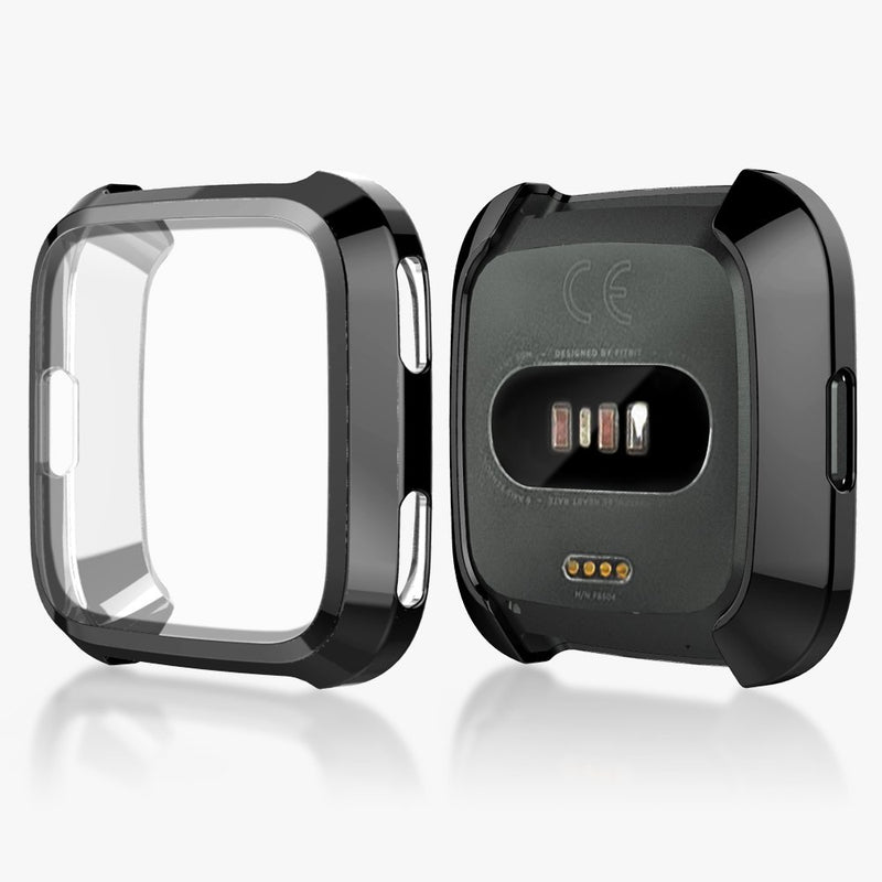 [Australia - AusPower] - 2 Pack Screen Protector Case for Fitbit Versa, Haojavo Soft TPU Slim Fit Full Cover Screen Protector Case for Fitbit Versa Smartwatch Bands Accessories 