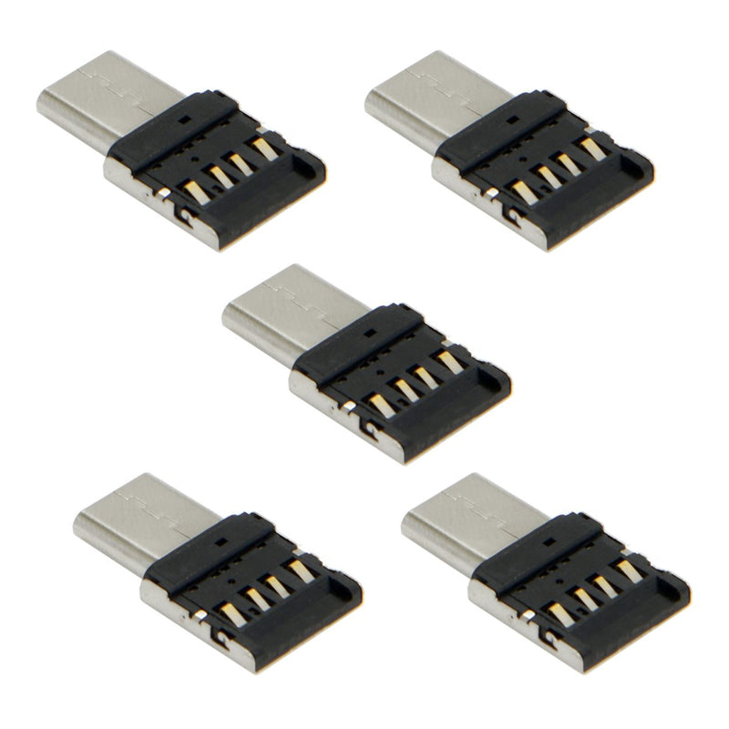 [Australia - AusPower] - CY 5pcs Ultra Mini Type-C USB-C to USB 2.0 OTG Adapter for Cell Phone Tablet & USB Cable & Flash Disk Black 