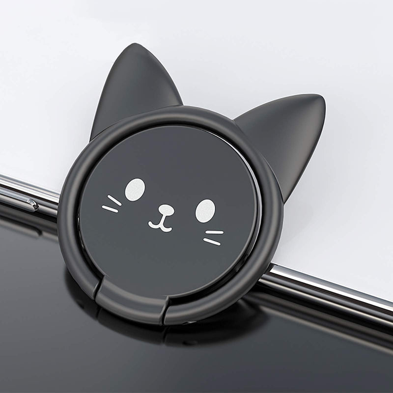 [Australia - AusPower] - LaMignonne Cell Phone Ring Holder Ultra-Thin Cute Cat Metal Finger Grip 360° Rotation 180° Flip Kickstand Phone Grip for Magnetic Car Mount Compatible with All Smartphones (Black) Black 