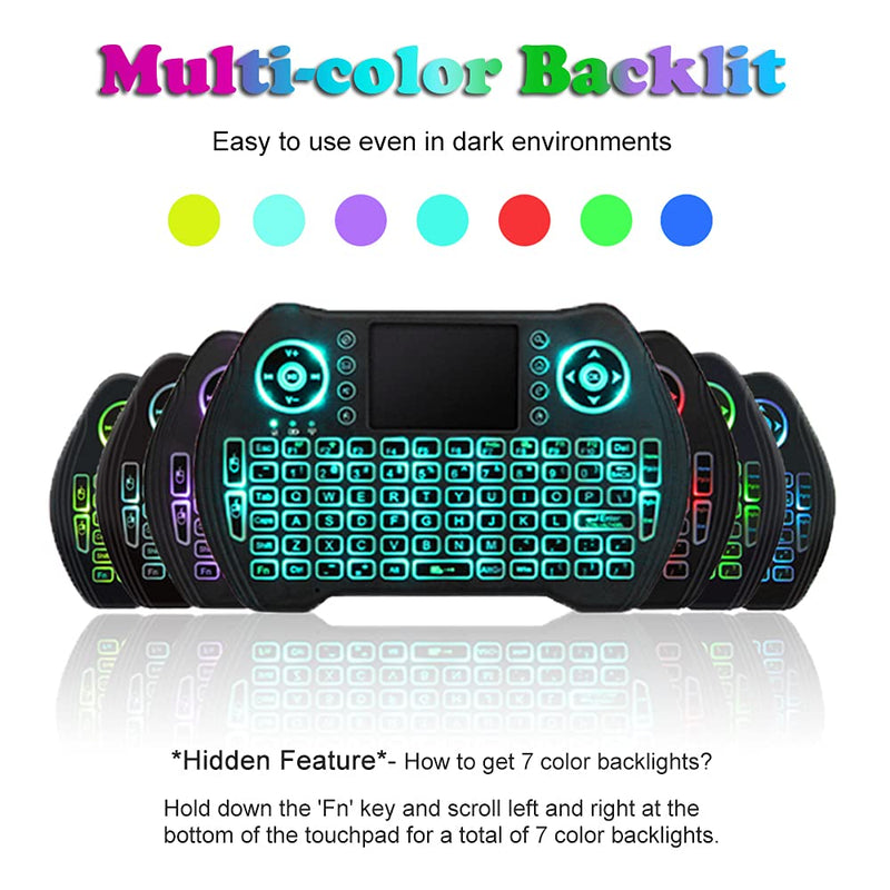 [Australia - AusPower] - Backlit 2.4GHz Mini Wireless Keyboard Remote Control with Touchpad Mouse Combo with USB Dongle Rechargeable Li-ion Battery for Android TV Box/Smart TV/PC/Windows/MacOS/Linux/X-Box/Smart TV Box 