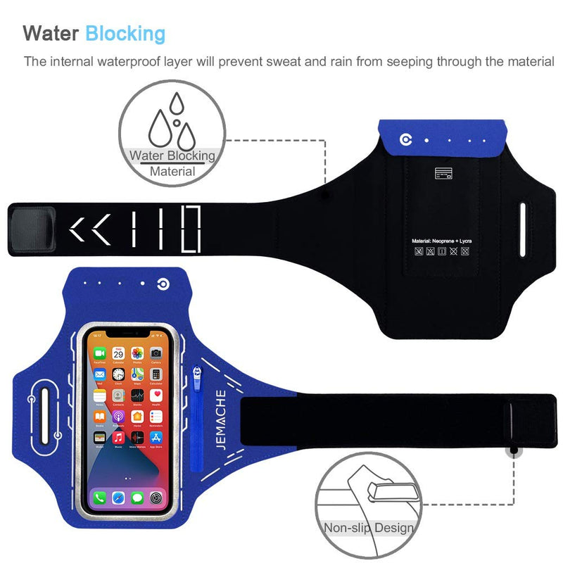 [Australia - AusPower] - iPhone 13 Pro Max, 12 Pro Max Armband, JEMACHE Gym Workouts Running Phone Arm Band for iPhone 13 Pro Max, 12 Pro Max, 11 Pro Max, Xs Max, 13, 12 with Airpods Holder (Navy Blue) Navy Blue 