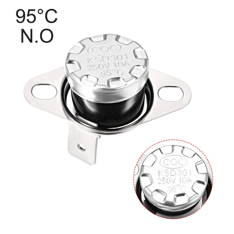 [Australia - AusPower] - uxcell KSD301 Thermostat 95°C/203°F 10A Normally Open N.O Adjust Snap Disc Temperature Switch for Microwave Oven Coffee Maker 5pcs 