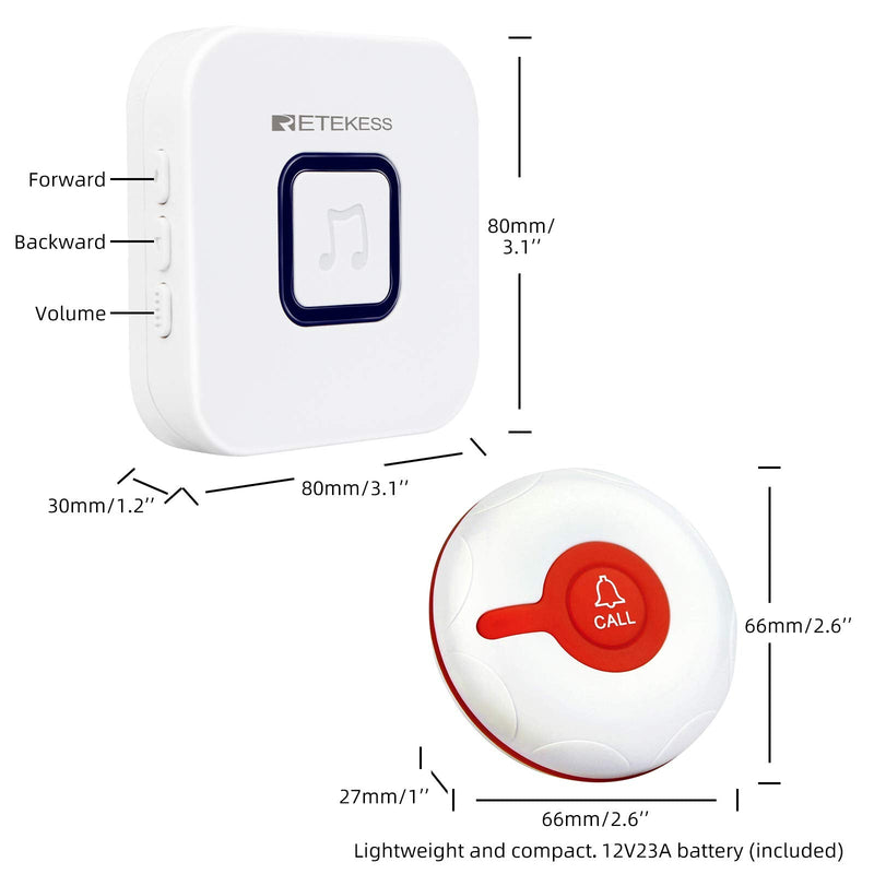 [Australia - AusPower] - Retekess TH003 Wireless Caregiver Pager System,Remote Nurse Alert System,492ft,1 Plug-in Receiver,1 SOS Help Pendant Call Button for Home,Elderly,Patient,Disabled,Pregnant Woman 