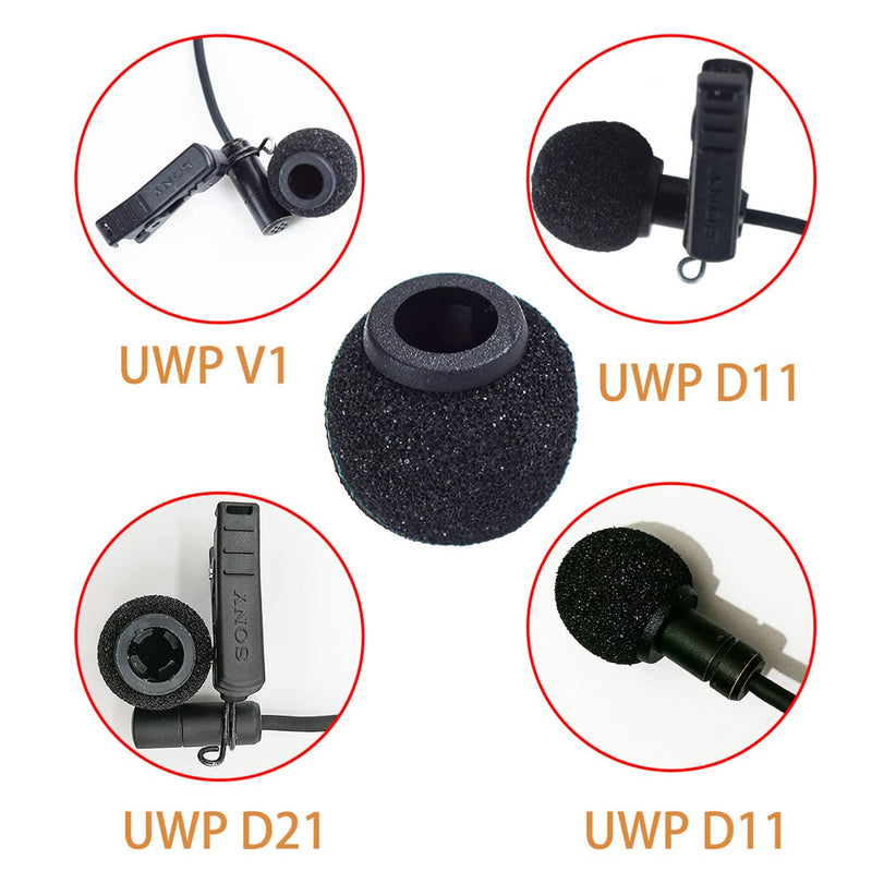 [Australia - AusPower] - Amykite 2pcs Microphone Windscreen Foam Cover Replacement Kit, ABS Plastic Holder for UWP D11 D21 DV1 Microphone (7mm) Black 