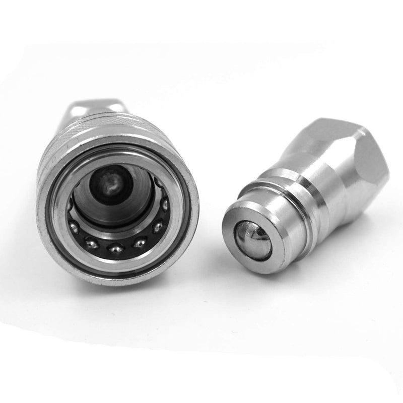 [Australia - AusPower] - 1/2" NPT Thread Ag ISO 5675 Hydraulic Quick Connect Tractor Couplers, Ball Pioneer Style ISO 5675 w/Dust Caps 