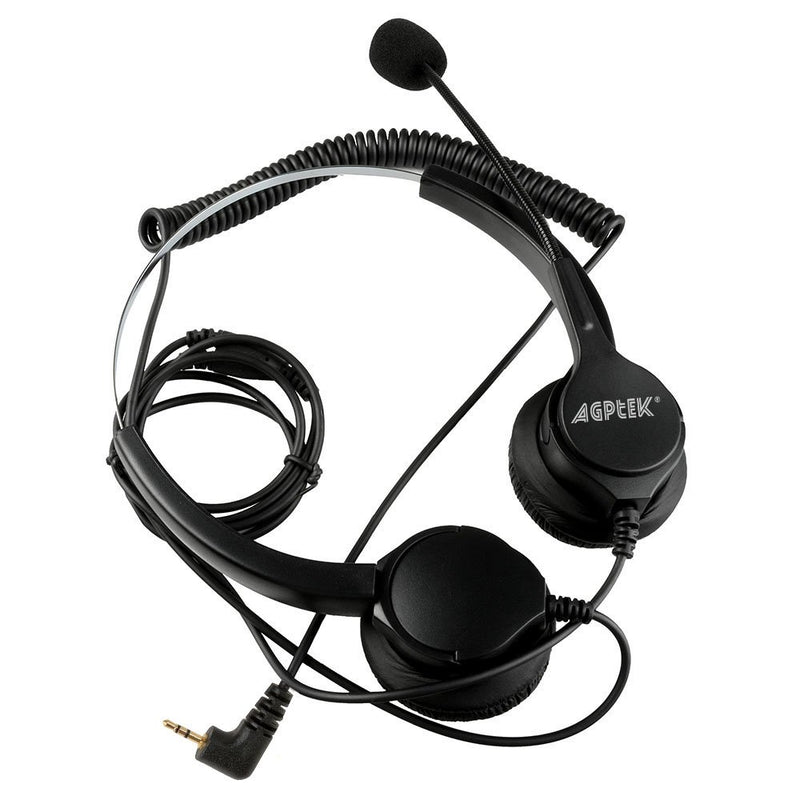 [Australia - AusPower] - AGPtEK® 2.5mm Dual Ear Call Center Telephone Headphone, 6FT Noise Cancelling Binaural Headset, with Boom-Style Mic for Most Cordless Phones 