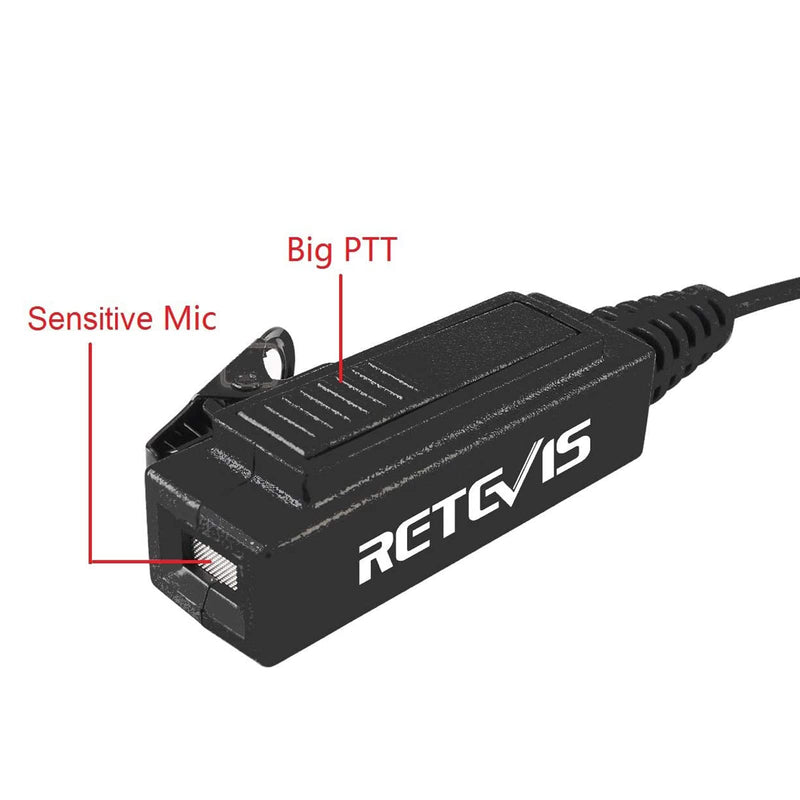 [Australia - AusPower] - Retevis Acoustic Tube Walkie Talkie Earpiece with Mic 2 Pin, Compatible with Retevis RT22 RT21 H-777 RT68 RT19 pxton Arcshell eSynic Walkie Talkies, Two Way Radio Headset with Big PTT Clip(5 Pack) 