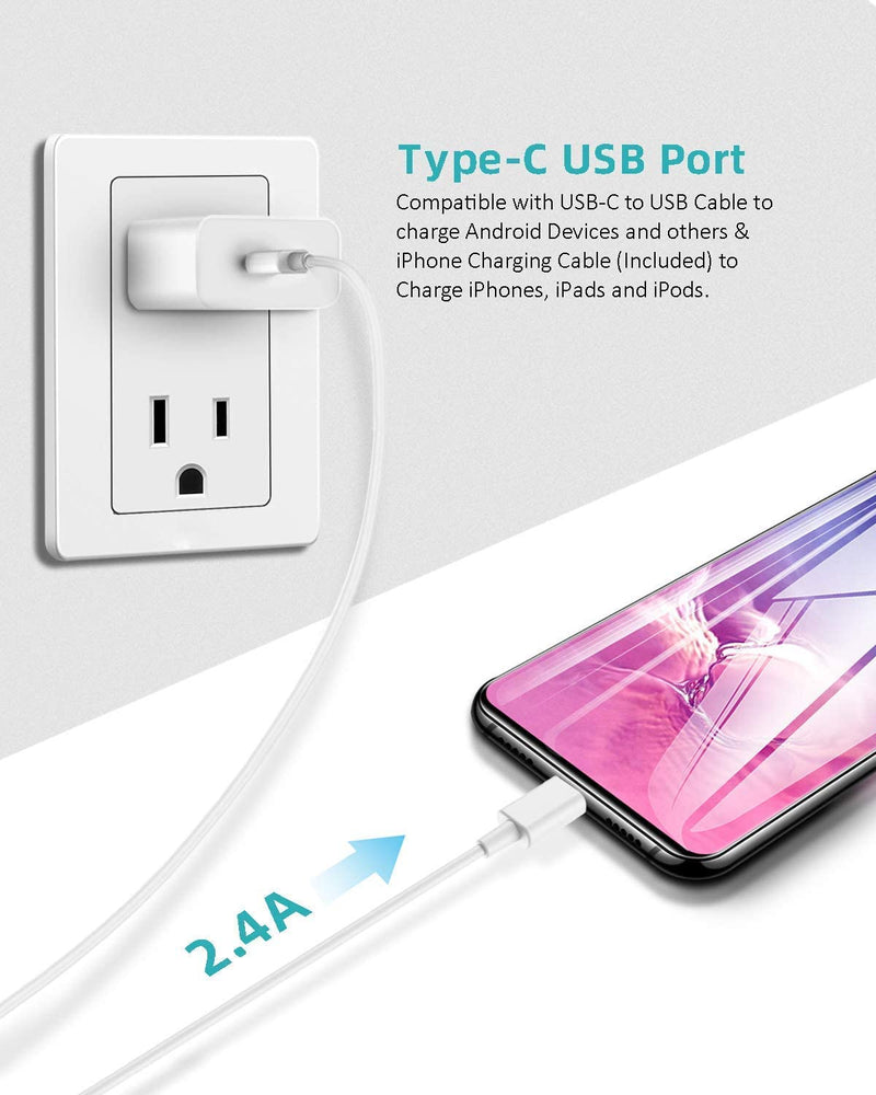 [Australia - AusPower] - 20W Fast USB Type C Wall Charger with 6.6 Feet Cable Cord Compatible with iPhone 13/13 mini/13 Pro/12/12 Max/12 Pro/11/11 Pro Max/XS/XS MAX/XR/X/8/8 Plus/7/7 Plus/6s/6s Plus/5s/SE/5c iPad Pro/Mini/Air 