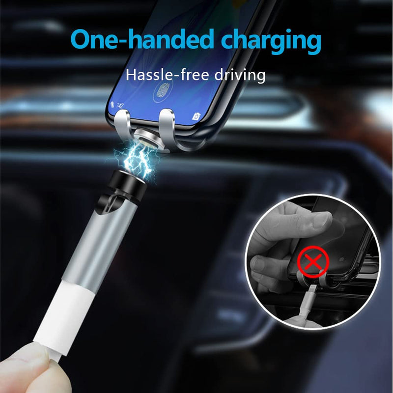 [Australia - AusPower] - USB C Magentic Adapter 540 Degree Rotation 3 in 1 QC 3.0 Fast Charging Max Support 3A, Silver 1pack-silver usb c magnetic adapter 