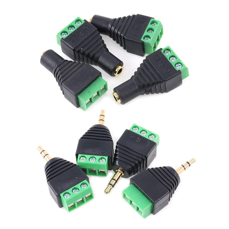 [Australia - AusPower] - Glarks 8Pcs 3.5mm(1/8inch) Stereo Audio Balanced Male & Female Jack to AV 3-Screw Video Balun Terminal Adapter Connector 