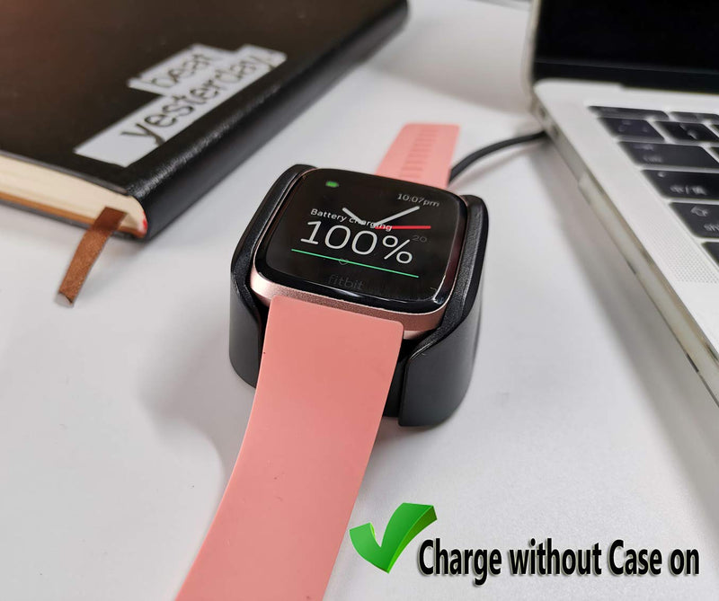 [Australia - AusPower] - 2Pack Compatible with Fitbit Versa Charger,Versa Special Edition Charger, Replacement Charging Cradle Dock Stand Cable and 2pcs TPU Case Protector for Smart Watch 2packs Charging Docks Add 2Packs TPU Case 