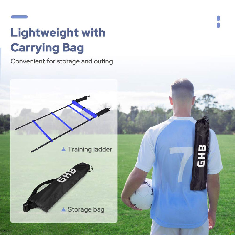 [Australia - AusPower] - GHB Pro Agility Ladder Agility Training Ladder Speed 12 Rung 20ft with Carrying Bag 