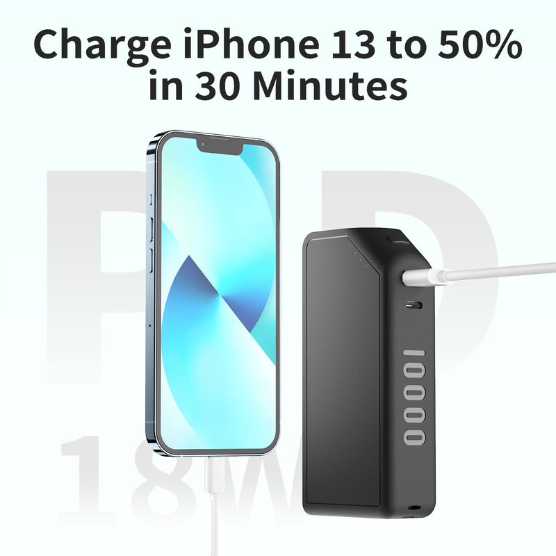 [Australia - AusPower] - 10000mAh Portable Charger PD 18W, BONAI USB C Power Bank with Wall Plug Highspeed External Battery Pack for iPhone 13, iPhone 12, Samsung Galaxy and More, Black 