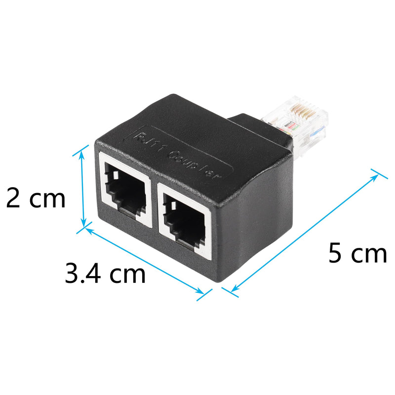 [Australia - AusPower] - SinLoon Phone Jack Splitter RJ11 Male to 2 Female 6P6C Telephone Inline Coupler Telephone Extension Adapter for Landline Fax Machine 2 PCS (M/F) 