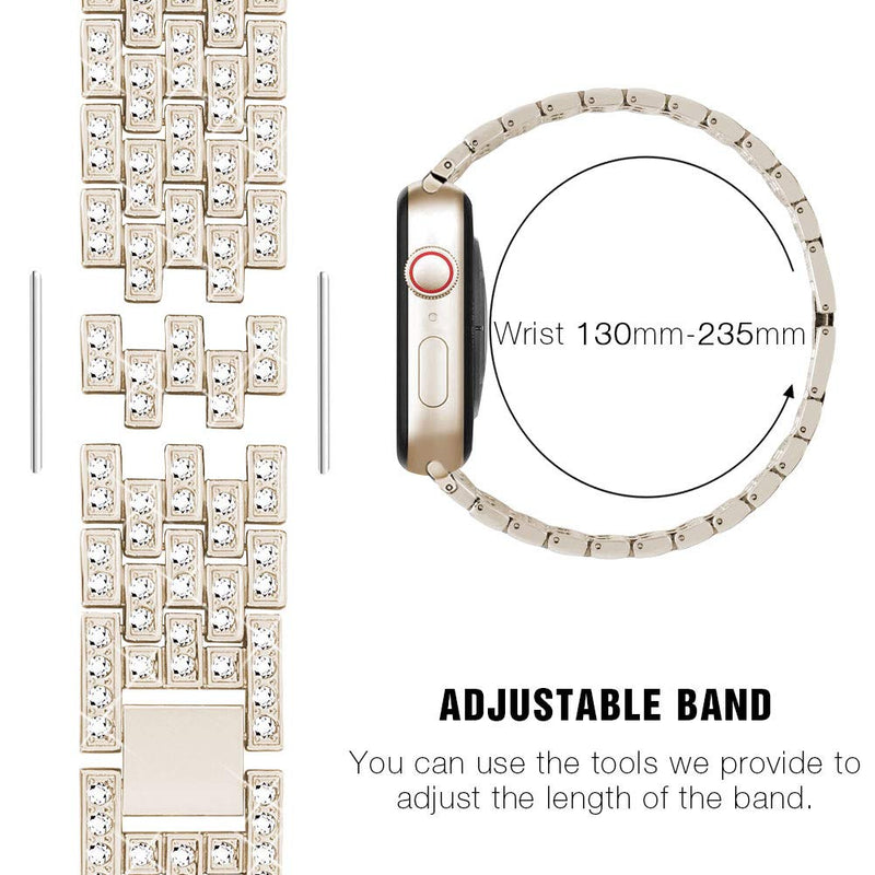 [Australia - AusPower] - Dsytom Bing Band Compatible with Apple Watch Band 38mm 40mm 41mm,Jewelry Replacement Metal Wristband Strap for iWatch Band Series 7/6/5/4/3/2/1 SE(Champagne Gold) Champagne Gold 38mm/40mm/41mm 