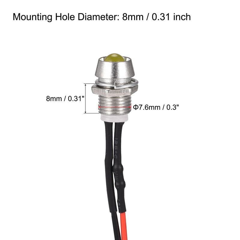 [Australia - AusPower] - uxcell LED Indicator Light AC/DC 110V 8mm Panel Mount Yellow LED Signal Lamp Metal Shell 2Pcs 