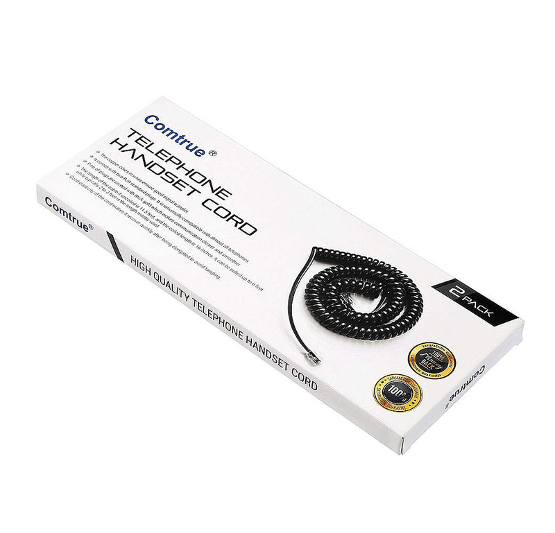 [Australia - AusPower] - Telephone Cord, Phone Cord,Handset Cord, Black, 2 Pack, Universally Compatible 