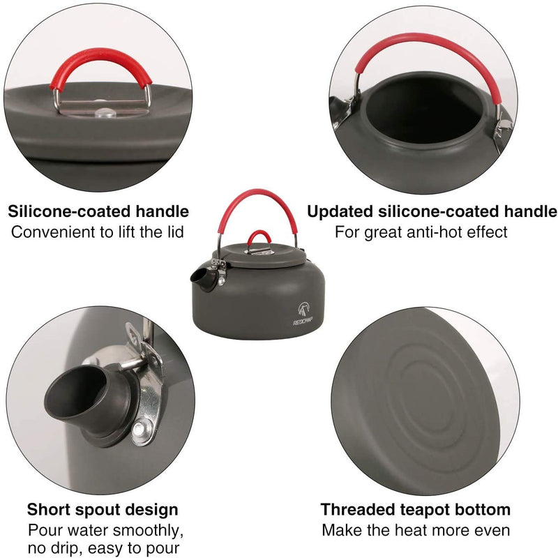 [Australia - AusPower] - REDCAMP 0.8L/0.9L/1.4L Outdoor Camping Kettle, Aluminum Tea Kettle with Carrying Bag, Compact Lightweight Coffee Pot 0.8L Mini 