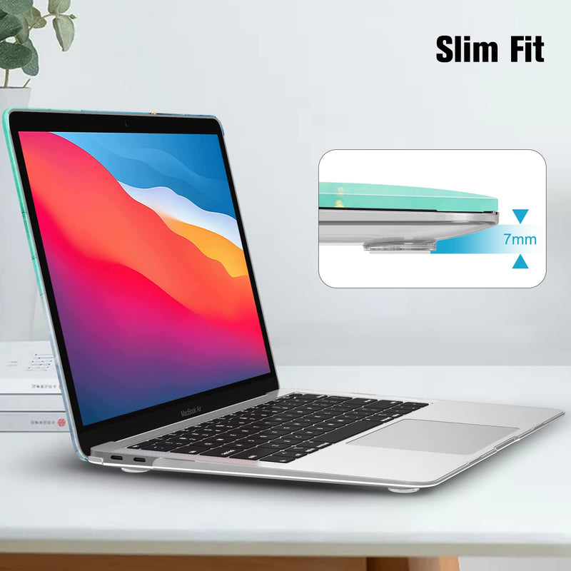 [Australia - AusPower] - Fintie Case for MacBook Air 13 Inch A2337 (M1) / A2179 / A1932 (2021 2020 2019 2018 Release) - Snap On Hard Shell Cover with 2 Keyboard Skin Covers, 1 Screen Protector, Emerald Marble Z-Emerald Marble 