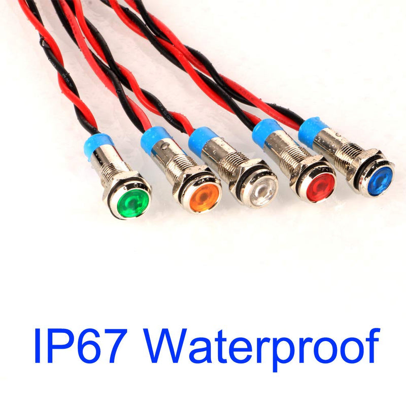 [Australia - AusPower] - Gebildet 10Pcs 6mm 110V-220VAC LED Metal Indicator Light Waterproof Signal Lamp (Green/Orange/Red/Blue/White,Each 2pcs) Multicolored 110v 